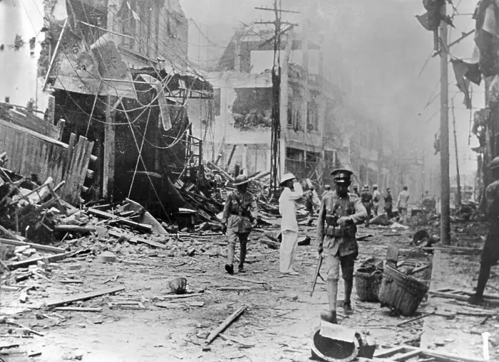 Framed Print : Street Scene In China Post Japanese Raid