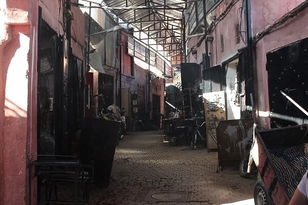 Street in the souk of blacksmiths in Marrakech