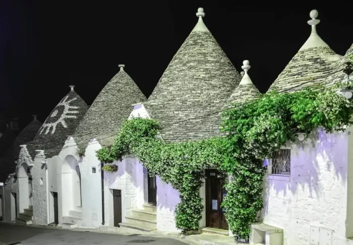 Framed Print : Street full of trulli houses at night, Alberobello Framed Print : Street full of trulli houses at night, Alberobello