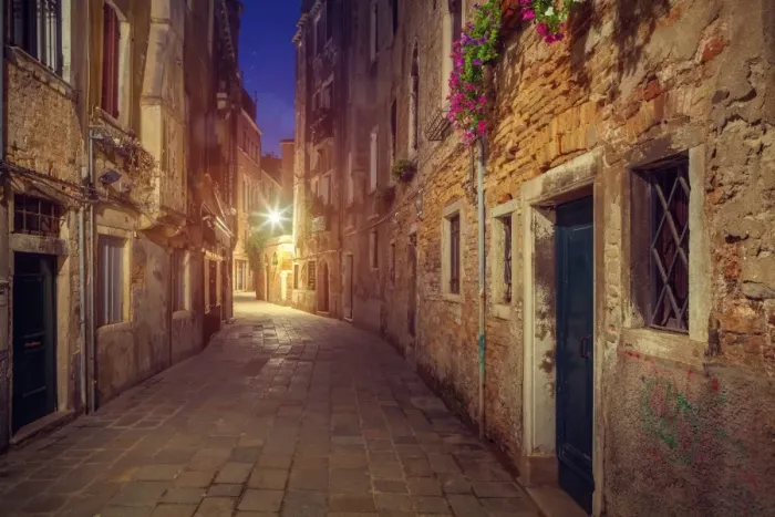 Framed Print : Street in Venice in the night