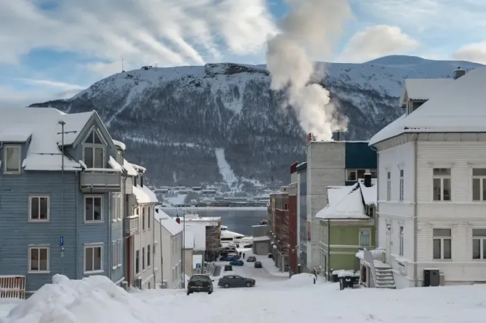 Framed Print : street view of Tromso city in winter Framed Print : street view of Tromso city in winter