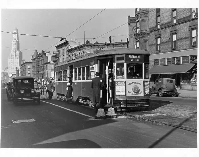 Framed Print : Streetcar On Flatbush Avenue In Brooklyn, New York City