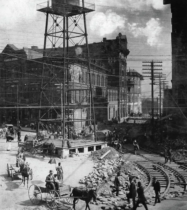 Framed Print : Streetcar Lines under construction Framed Print : Streetcar Lines under construction