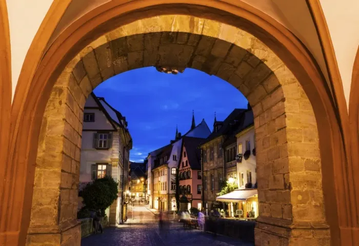 Framed Print : Streets of Bamberg at evening