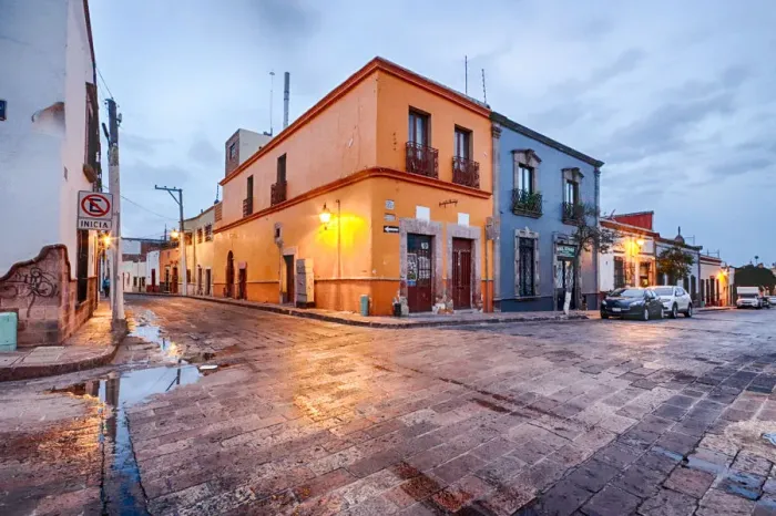 Framed Print : Streets of downtown Queretaro, Mexico at dawn