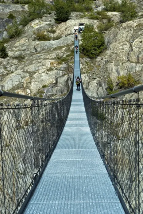 Framed Print : Stressed-ribbon bridge across Massa Gorge, Belalp tourism region, Canton of Valais, Switzerland Framed Print : Stressed-ribbon bridge across Massa Gorge, Belalp tourism region, Canton of Valais, Switzerland