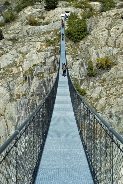 Framed Print : Stressed-ribbon bridge across Massa Gorge, Belalp tourism region, Canton of Valais, Switzerland Framed Print : Stressed-ribbon bridge across Massa Gorge, Belalp tourism region, Canton of Valais, Switzerland