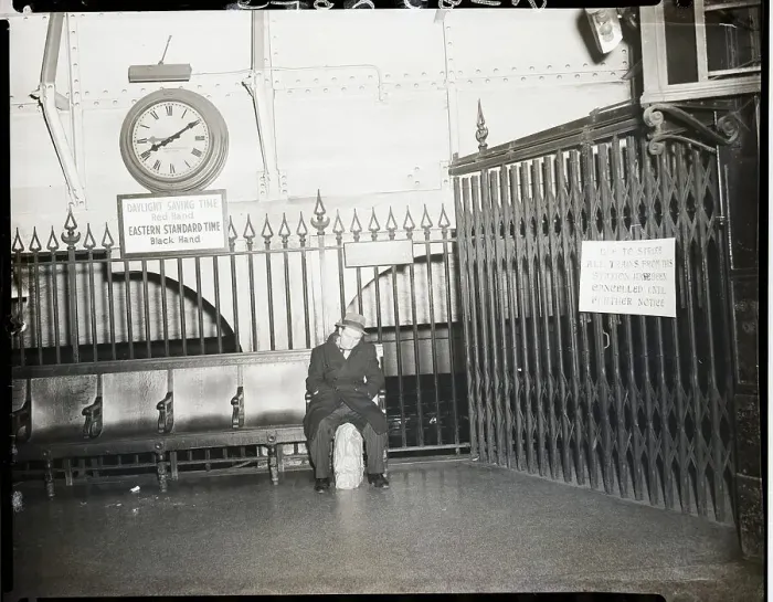Framed Print : Strike Notice on Long Island Railroad Gate Framed Print : Strike Notice on Long Island Railroad Gate