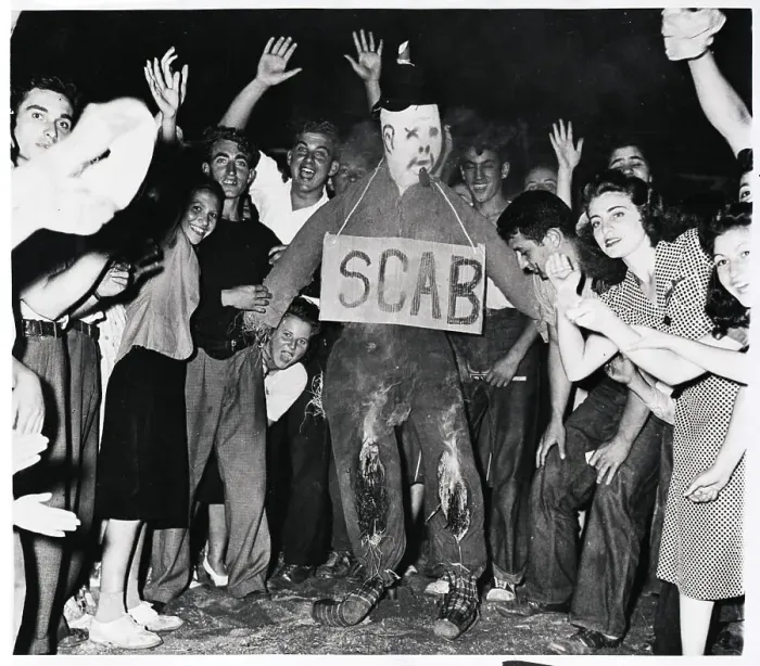 Framed Print : Strikers Holding Effigy Of Non-Striker Framed Print : Strikers Holding Effigy Of Non-Striker