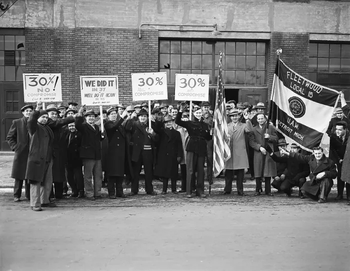Framed Print : Strikers Picket General Motors Plant Framed Print : Strikers Picket General Motors Plant