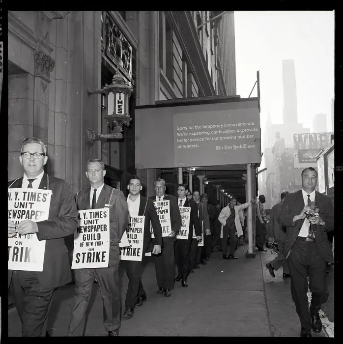 Framed Print : Strikers Picket New York Times Building Framed Print : Strikers Picket New York Times Building