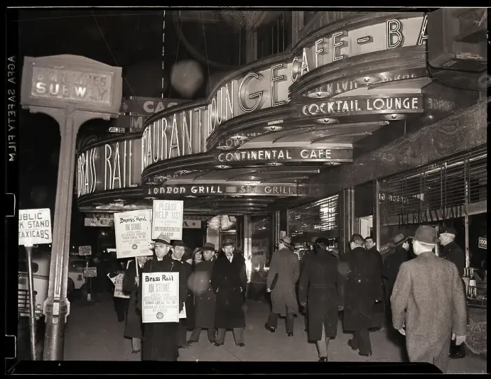 Framed Print : Strikers Picketing Brass Rail Restaurant Framed Print : Strikers Picketing Brass Rail Restaurant