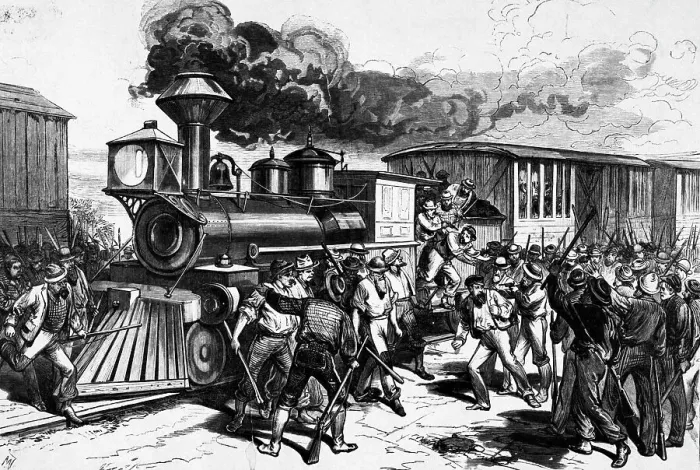 Framed Print : Strikers Threaten Railroad Workers Framed Print : Strikers Threaten Railroad Workers