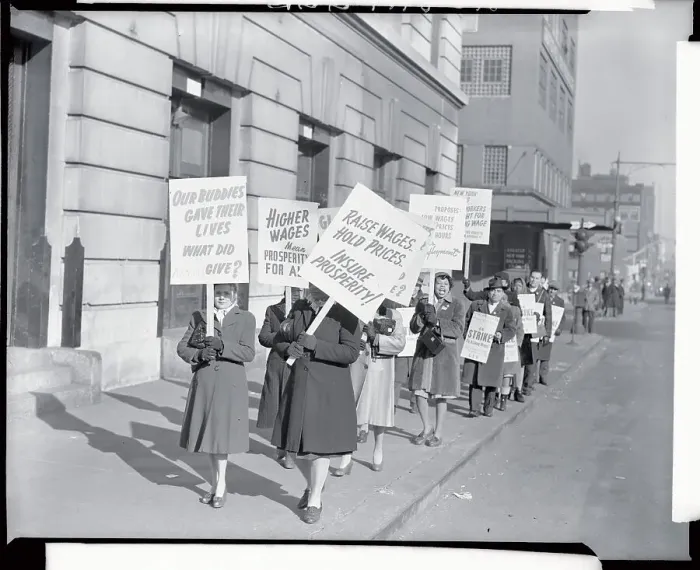 Framed Print : Striking Meat Workers Carrying Signs Framed Print : Striking Meat Workers Carrying Signs