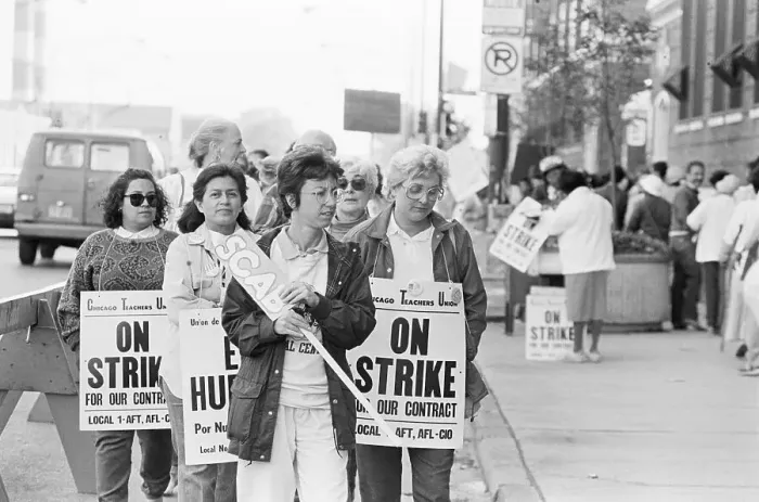 Framed Print : Striking Teachers Picketing