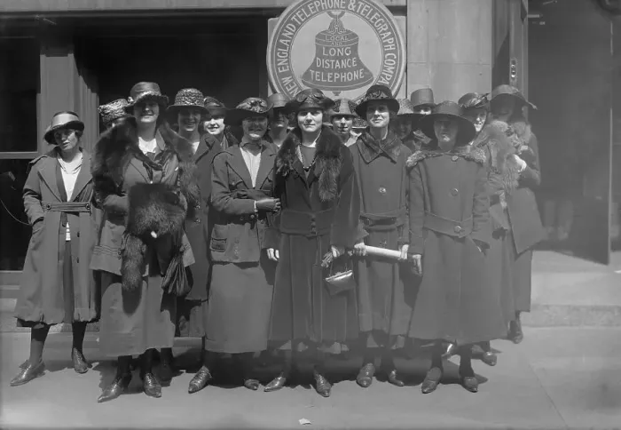 Framed Print : Striking Telephone Operators Posing While on Picket Duty Framed Print : Striking Telephone Operators Posing While on Picket Duty