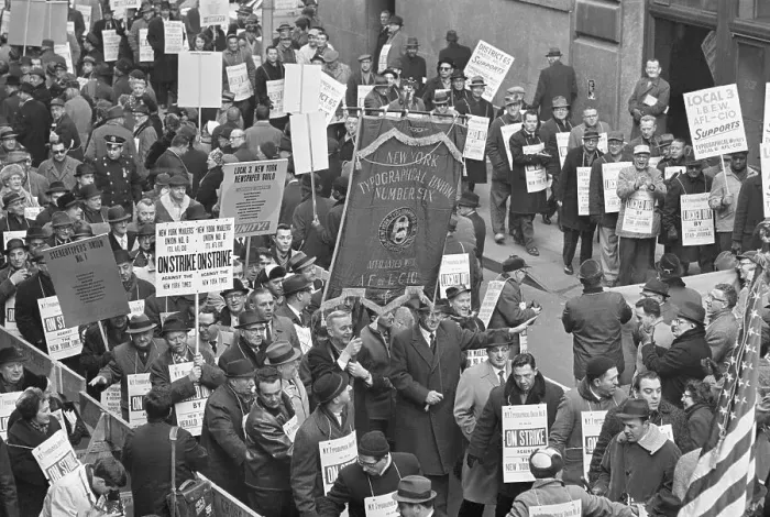 Framed Print : Striking Typesetters March with Banner Framed Print : Striking Typesetters March with Banner
