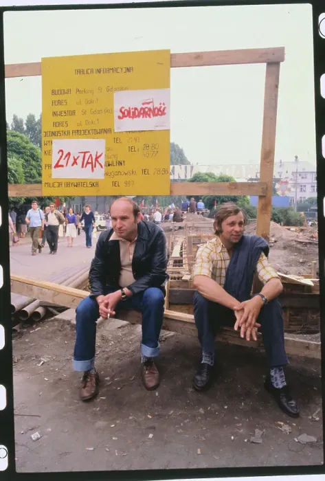 Framed Print : Striking Workers Sitting by Sign Framed Print : Striking Workers Sitting by Sign