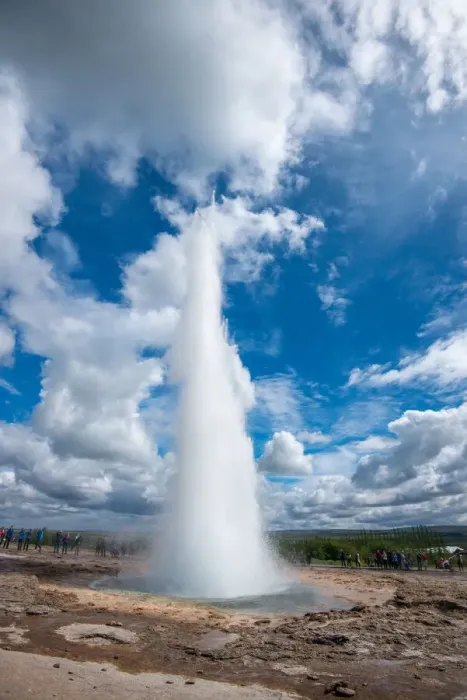 Framed Print : Strokkur Geyser in Geysir Iceland with blue sky