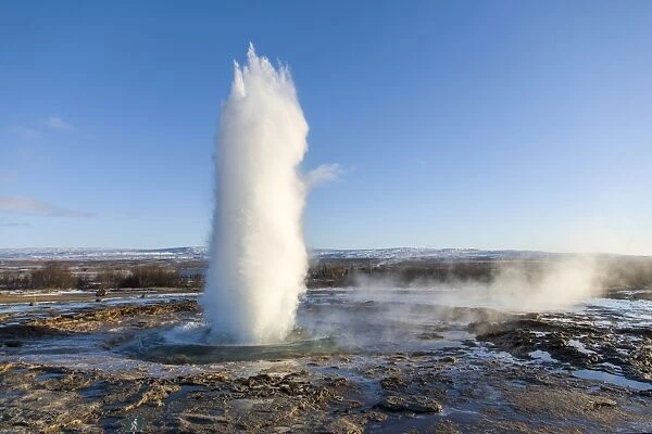 Strokkur geyser, Haukadalur geothermal area, Southern Region, Iceland