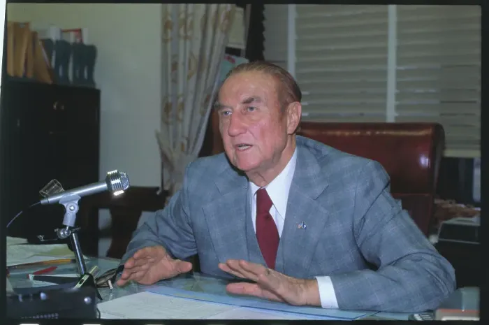 Framed Print : Strom Thurmond Speaking into Microphone Framed Print : Strom Thurmond Speaking into Microphone