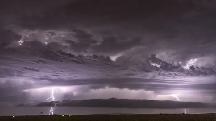 Framed Print : Strong double lightning over Nebraska. USA