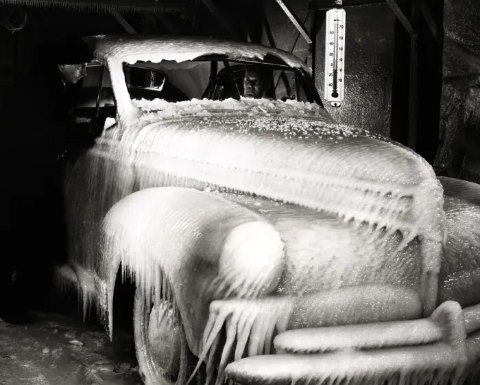 Framed Print : Studebaker Frozen for Temperature Test