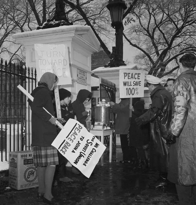 Framed Print : Student Demonstrators Outside White House Framed Print : Student Demonstrators Outside White House