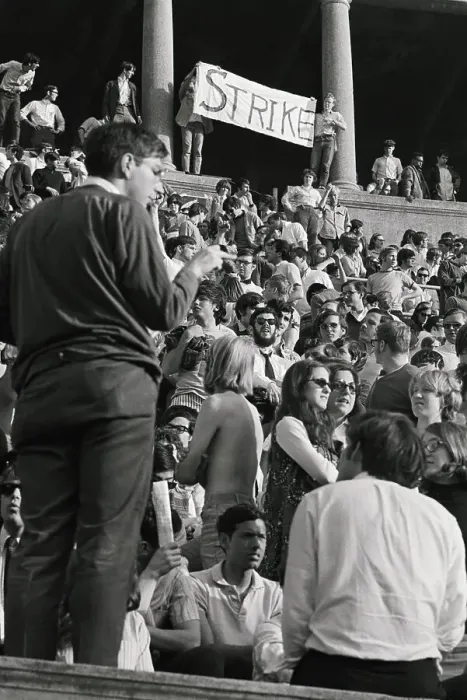 Framed Print : Student Takes Vote of Crowd on a Strike Framed Print : Student Takes Vote of Crowd on a Strike