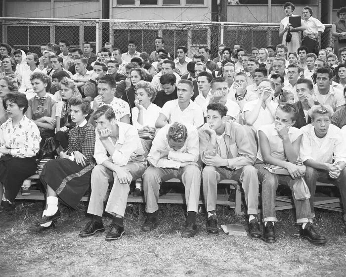 Framed Print : Students At Anti-Integration Meeting