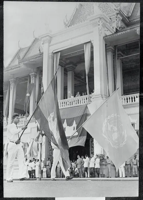 Framed Print : Students Carrying Cambodian Flag Framed Print : Students Carrying Cambodian Flag