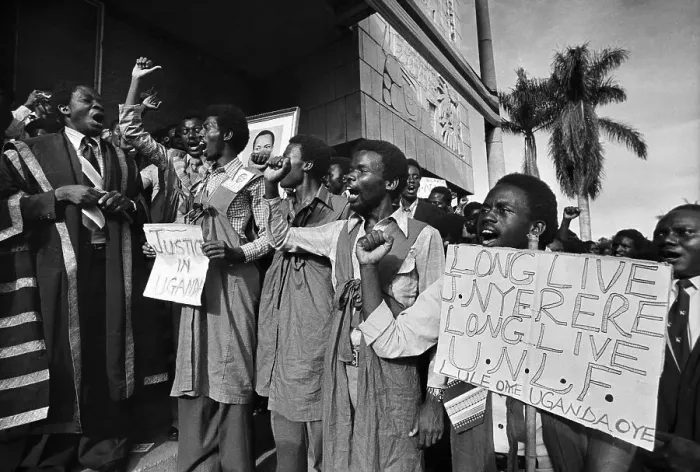 Framed Print : Students Celebrating Successful Coup D'Etat in Uganda Framed Print : Students Celebrating Successful Coup D'Etat in Uganda