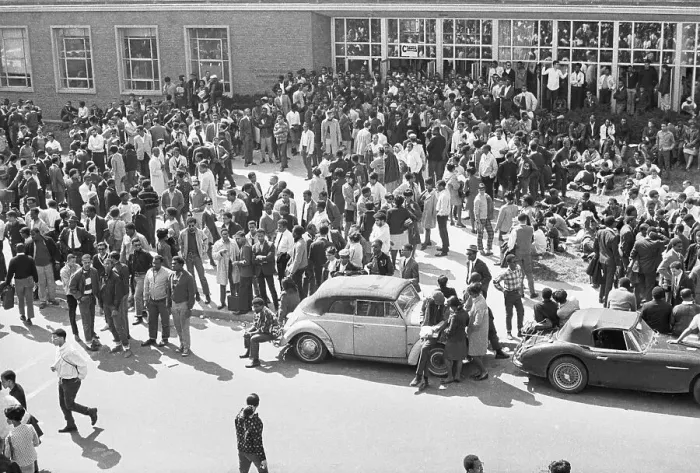 Framed Print : Students File Out of Howard University Building Framed Print : Students File Out of Howard University Building