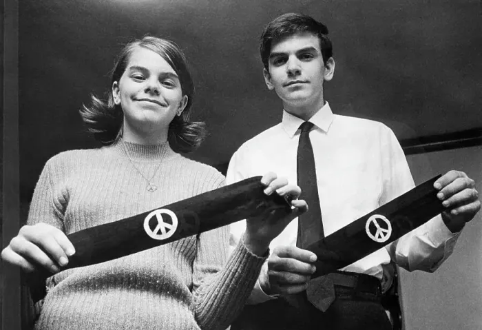 Framed Print : Students Hold Peace Arm Bands Framed Print : Students Hold Peace Arm Bands