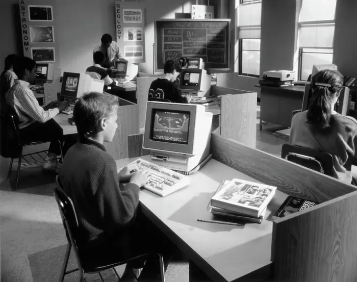 Framed Print : Students On Ibm Computers In Classroom Framed Print : Students On Ibm Computers In Classroom