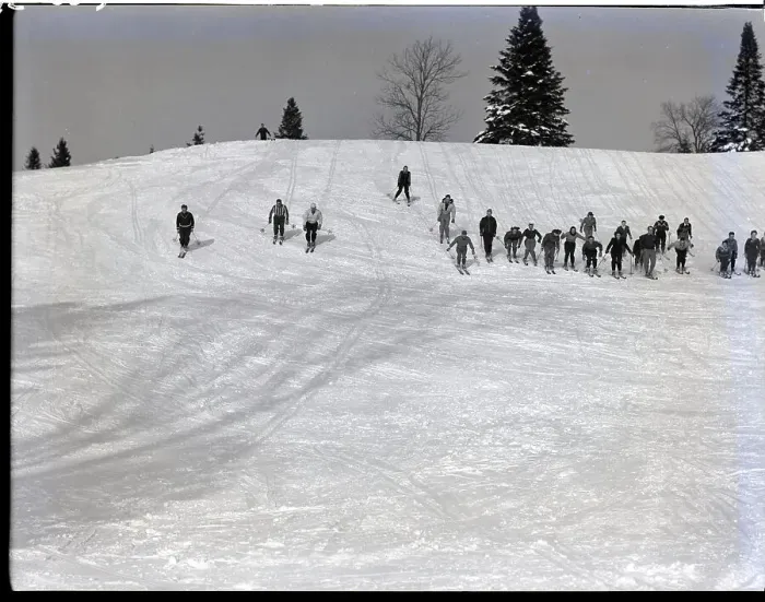 Framed Print : Students Learning To Downhill Ski