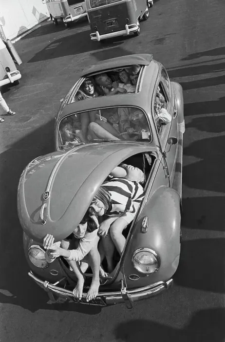 Framed Print : Students Packing Into a Volkswagen Framed Print : Students Packing Into a Volkswagen