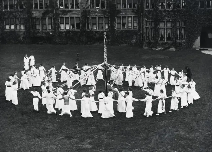 Framed Print : Students Performing May Pole Dance Framed Print : Students Performing May Pole Dance
