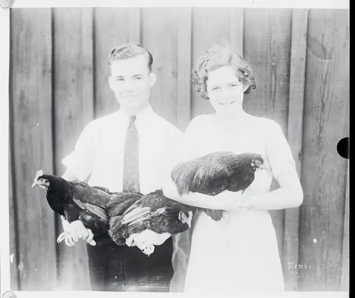 Framed Print : Students Posing with Chickens Framed Print : Students Posing with Chickens
