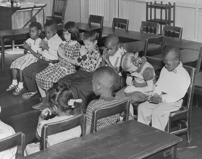 Framed Print : Students Praying in School Framed Print : Students Praying in School