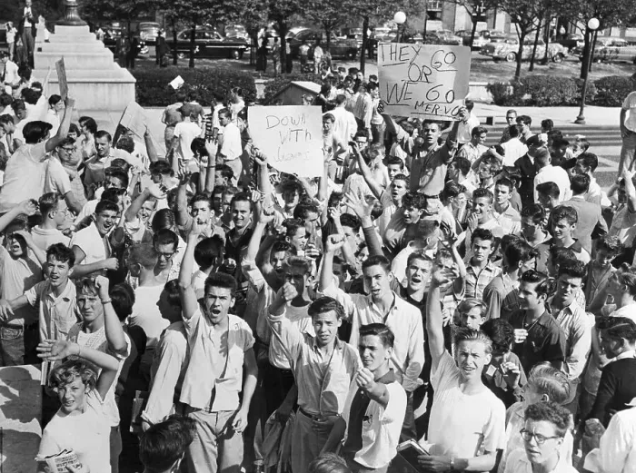 Framed Print : Students Protesting African American Students
