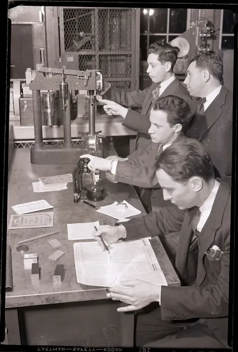 Framed Print : Students In School Metal Testing Lab Framed Print : Students In School Metal Testing Lab