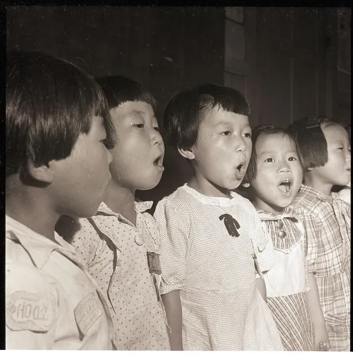 Framed Print : Students Singing in Wartime School Framed Print : Students Singing in Wartime School