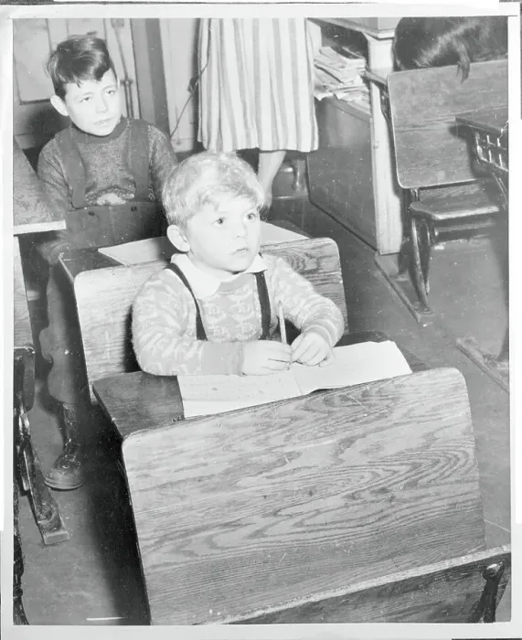 Framed Print : Students Sitting in Desks of Fred Sloman Traveling Classroom Framed Print : Students Sitting in Desks of Fred Sloman Traveling Classroom