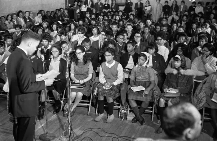 Framed Print : Students at St. Mark's Social Center