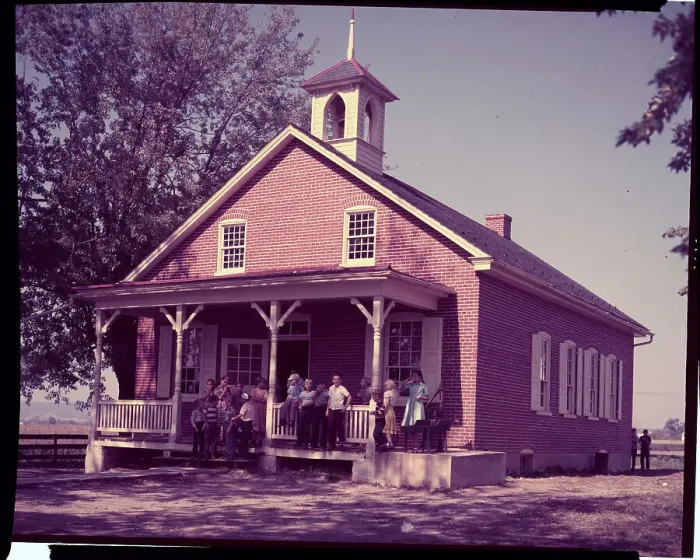 Framed Print : Students Standing on Porch of One Room Schoolhouse Framed Print : Students Standing on Porch of One Room Schoolhouse