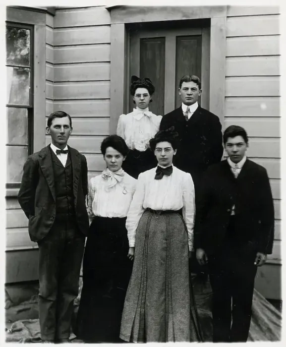 Framed Print : Students Standing at School Doorway Framed Print : Students Standing at School Doorway