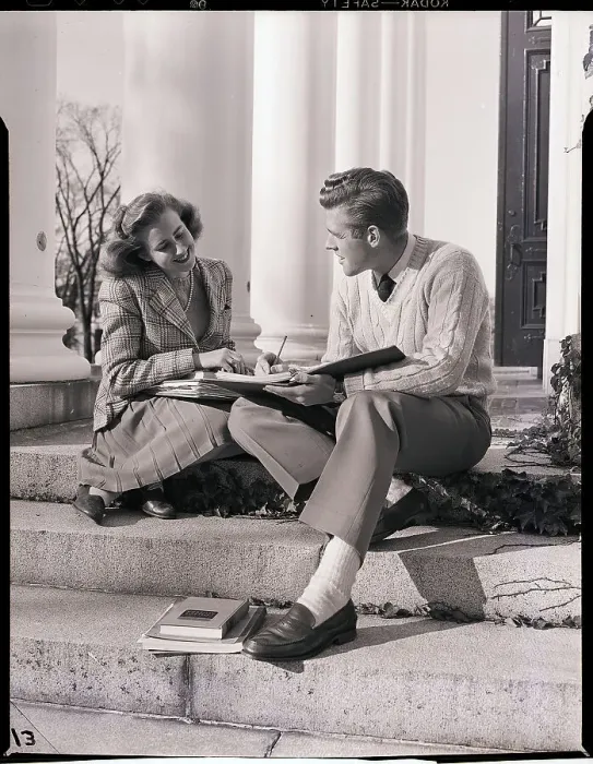 Framed Print : Students Studying On College Steps Framed Print : Students Studying On College Steps