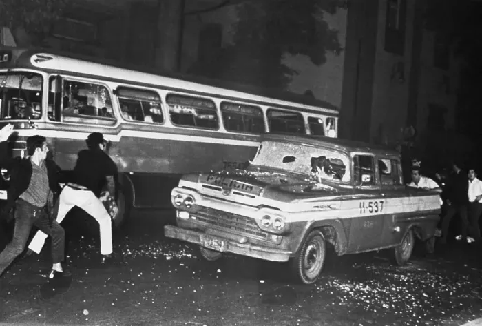 Framed Print : Students Throw Stones at Police Car Framed Print : Students Throw Stones at Police Car