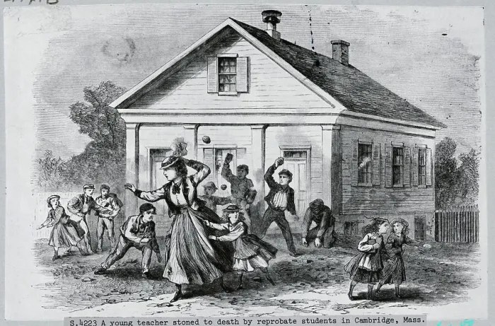 Framed Print : Students Throwing Rocks at Teacher Framed Print : Students Throwing Rocks at Teacher